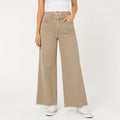 RSQ Women's Size 28 Tan Cropped Wide Leg Jeans Raw Hem High Rise Stretch