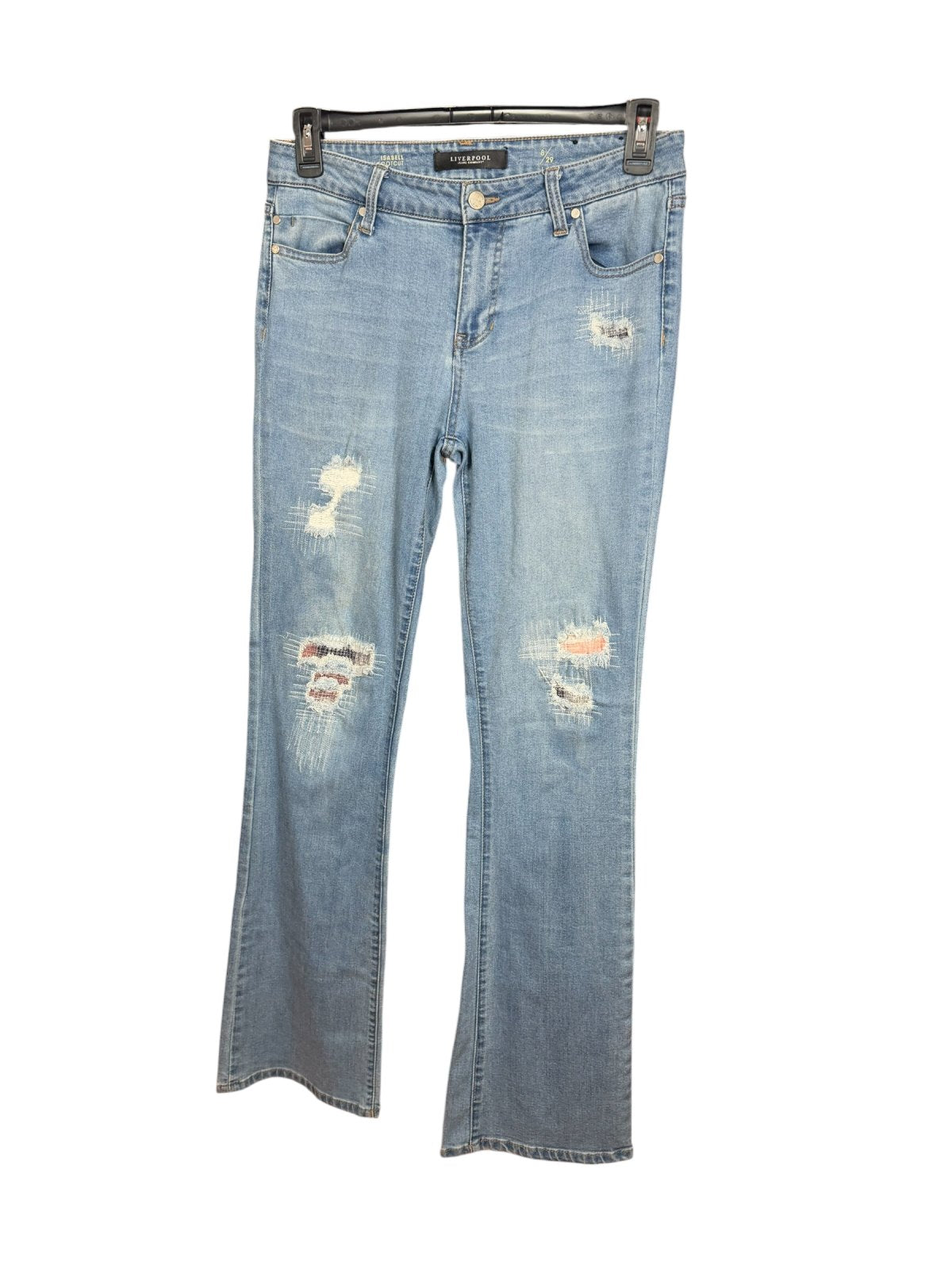 Liverpool Jeans Company Isabelle Skinny Bootcut Jeans Women's Size 8 Light Wash Distressed Stretch