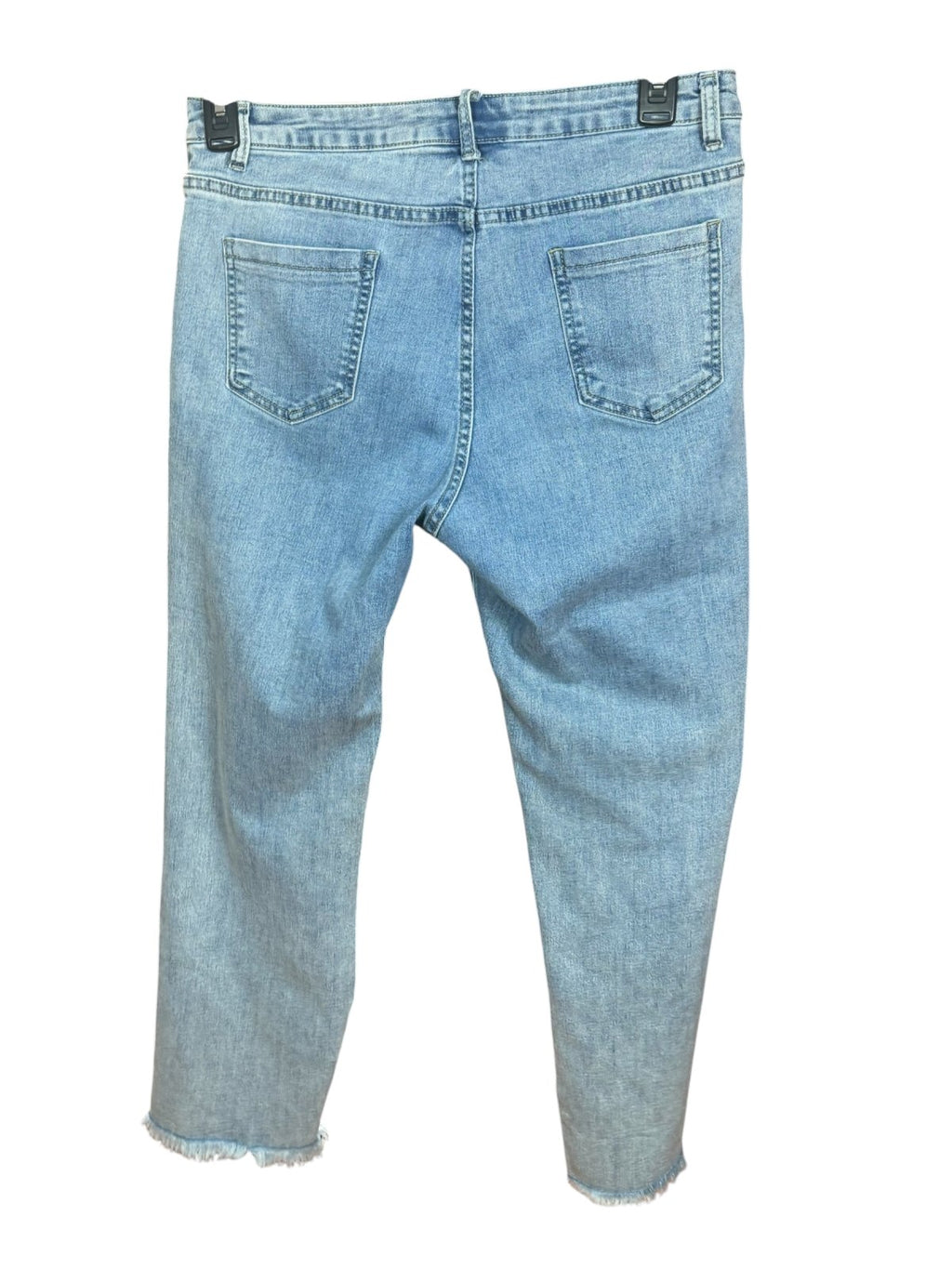 AZ.I Light Wash Lace-Up Hem Crop Jeans Women's Size 10 Raw Hem Straight Leg