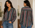 Rails Charli Varadero Stripe Linen Blend Metallic Button Shirt Medium