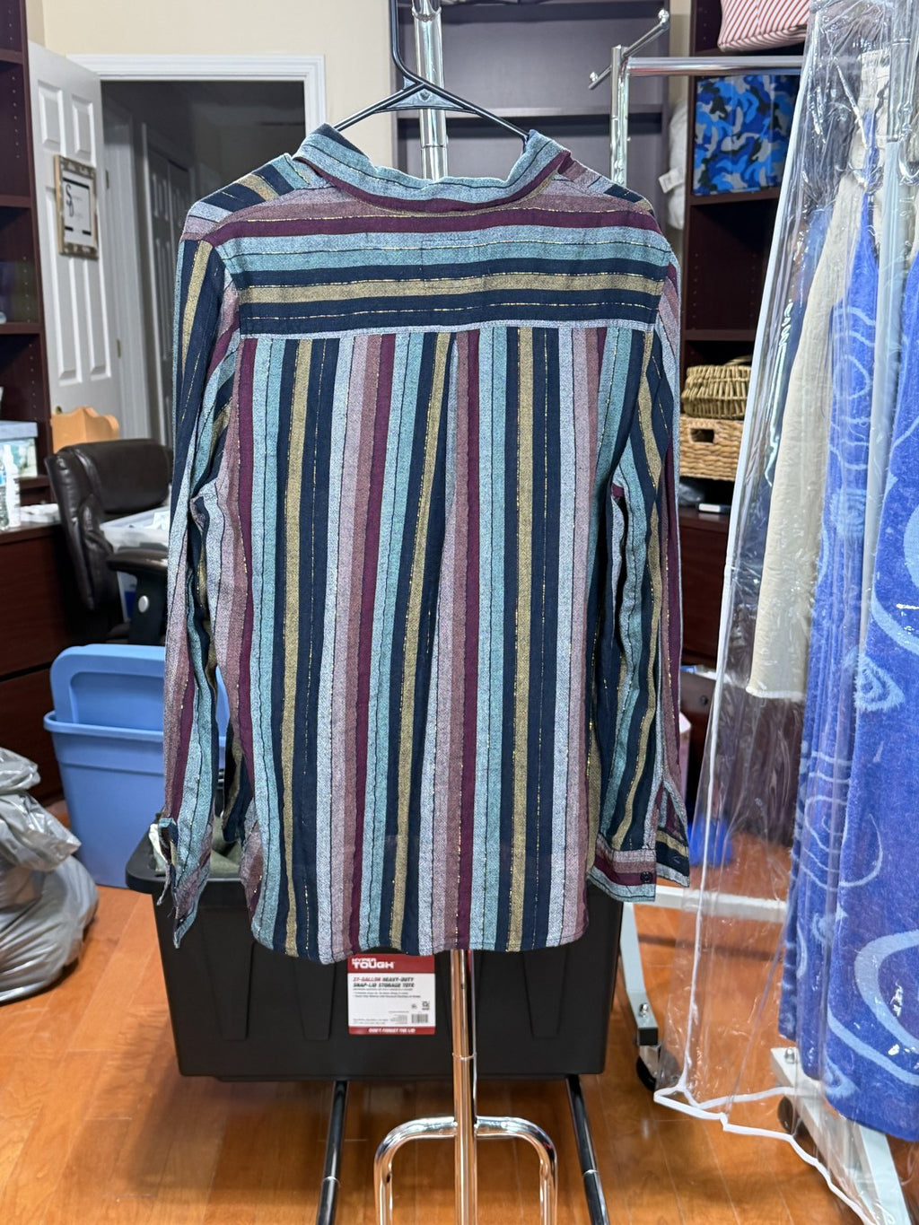 Rails Charli Varadero Stripe Linen Blend Metallic Button Shirt Medium