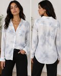 Rails Ellis Cascade Tie Dye Button Front Shirt Blue White Cotton Gauze Top M