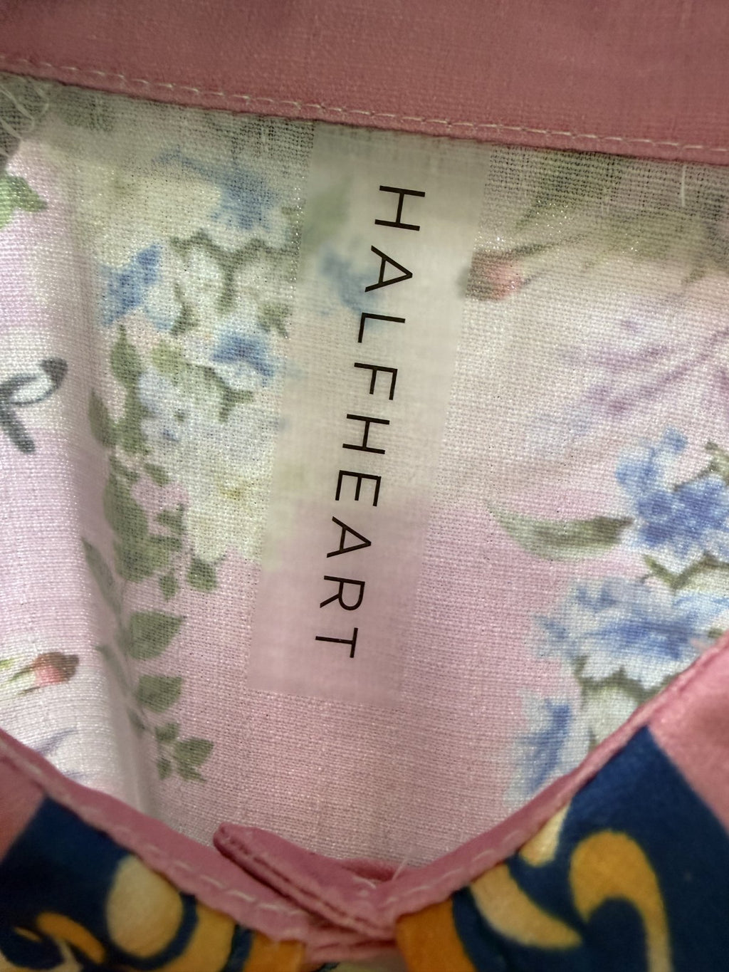 Half Heart Pink Tropical Scenic Shirt Dress Women's Belted 3/4 Sleeve Size M