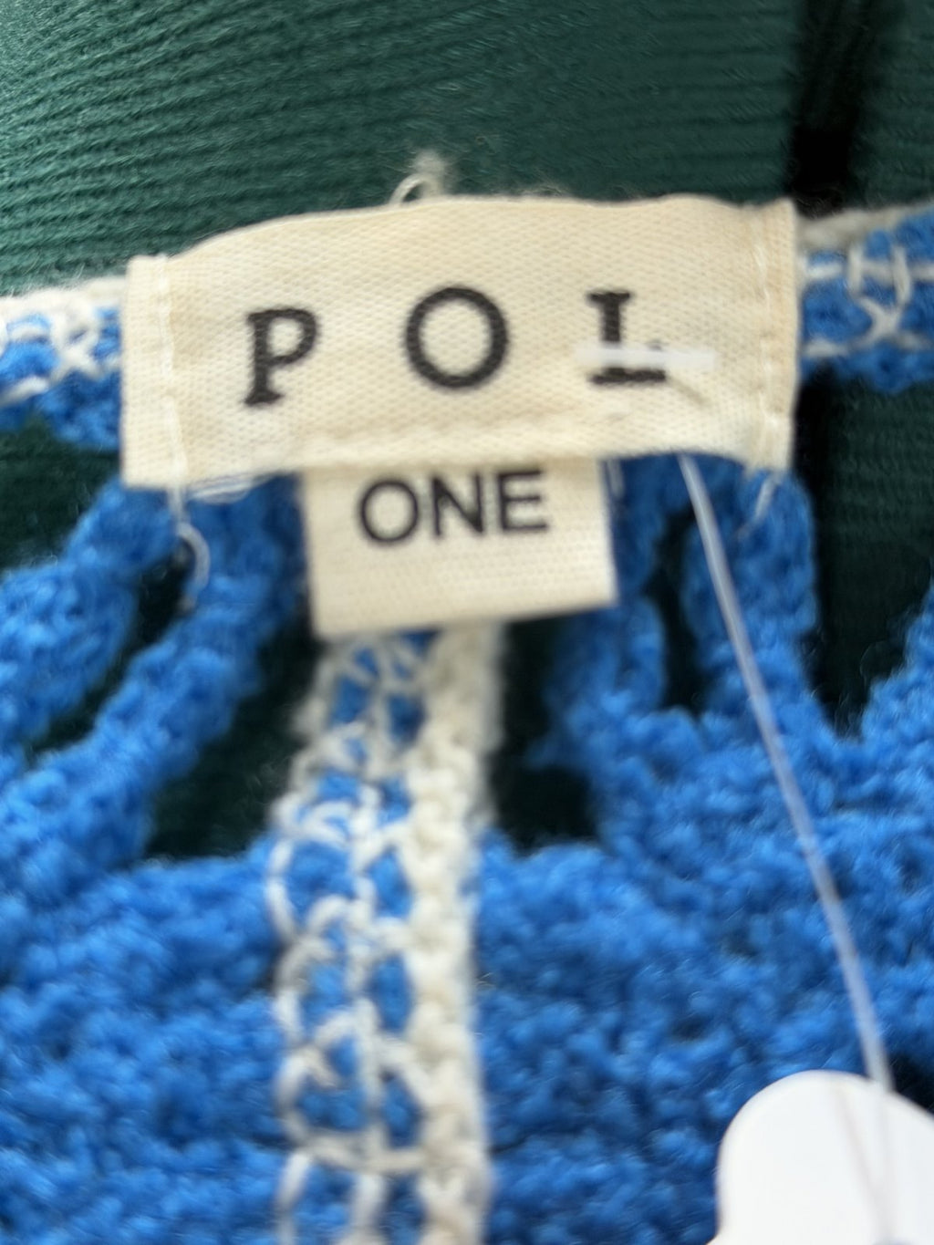 POL One Blue & Cream Floral Crochet Open Front Long Duster Cardigan One Size NWOT