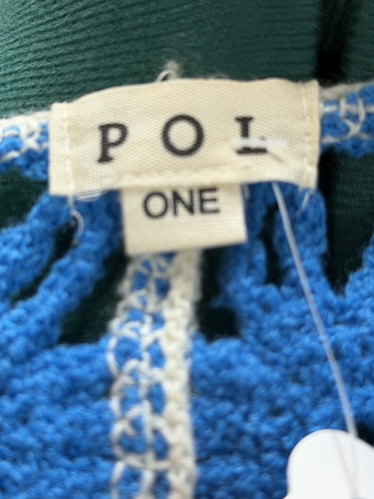 POL One Blue & Cream Floral Crochet Open Front Long Duster Cardigan One Size NWOT