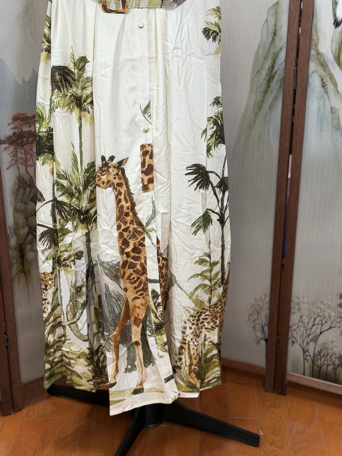 Fashion Space Safari Giraffe Print Belted Maxi Shirt Dress – NWT – Size L