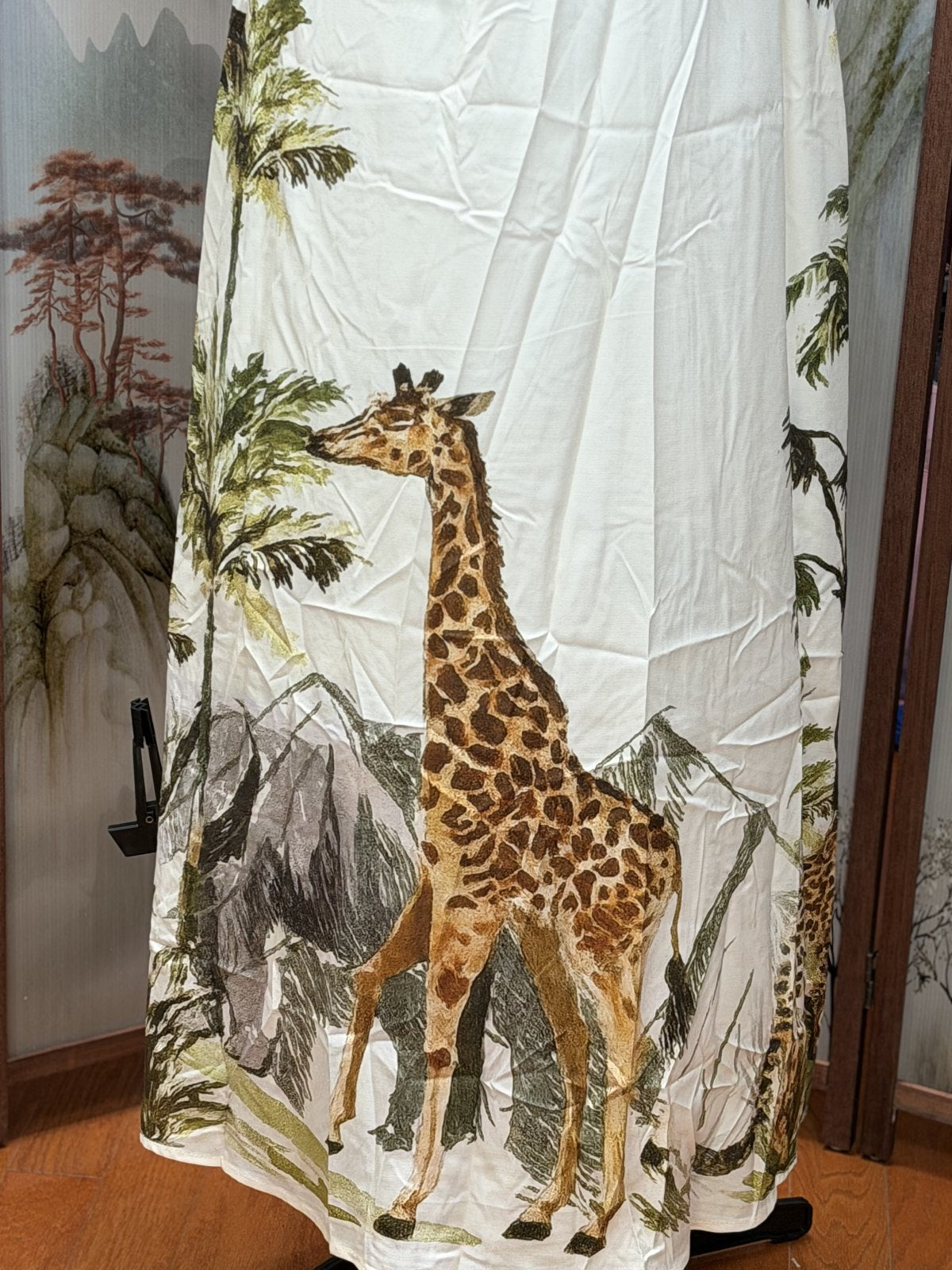 Fashion Space Safari Giraffe Print Belted Maxi Shirt Dress – NWT – Size L