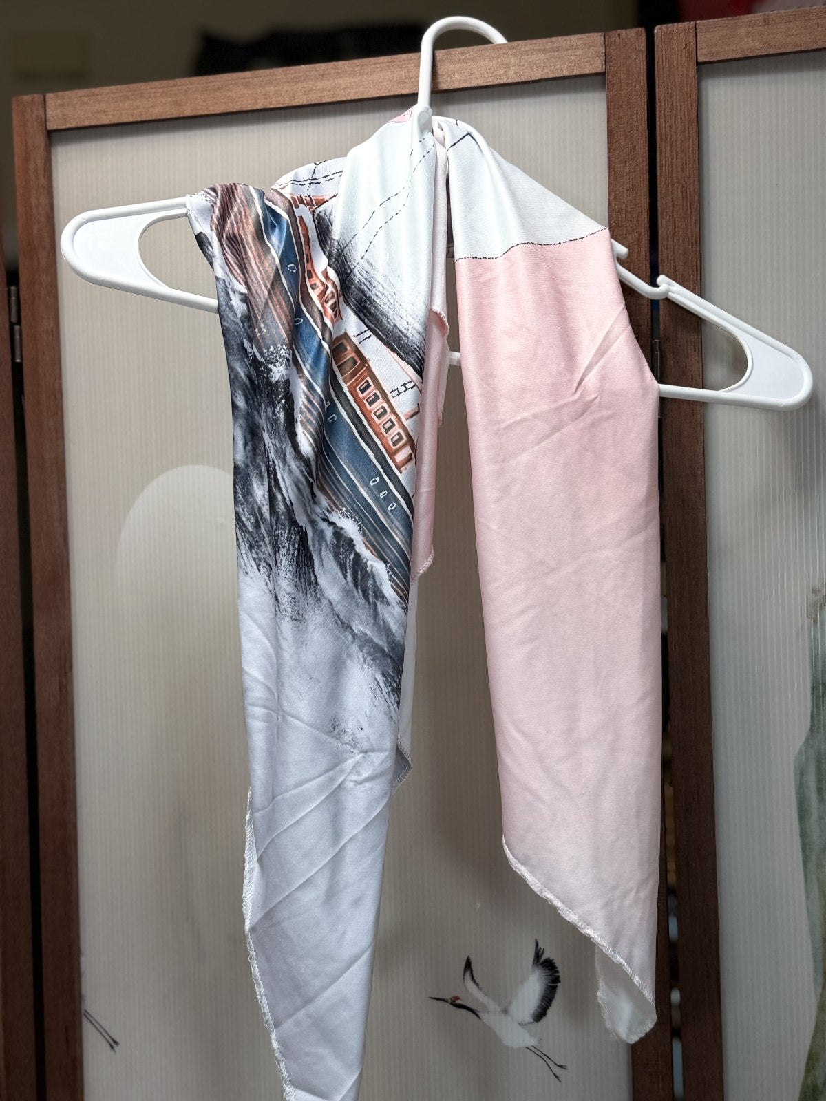 HALFHEART Blush Nautical Print Satin Shirt Romper with Matching Scarf Size Medium
