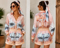 HALFHEART Blush Nautical Print Satin Shirt Romper with Matching Scarf Size Medium