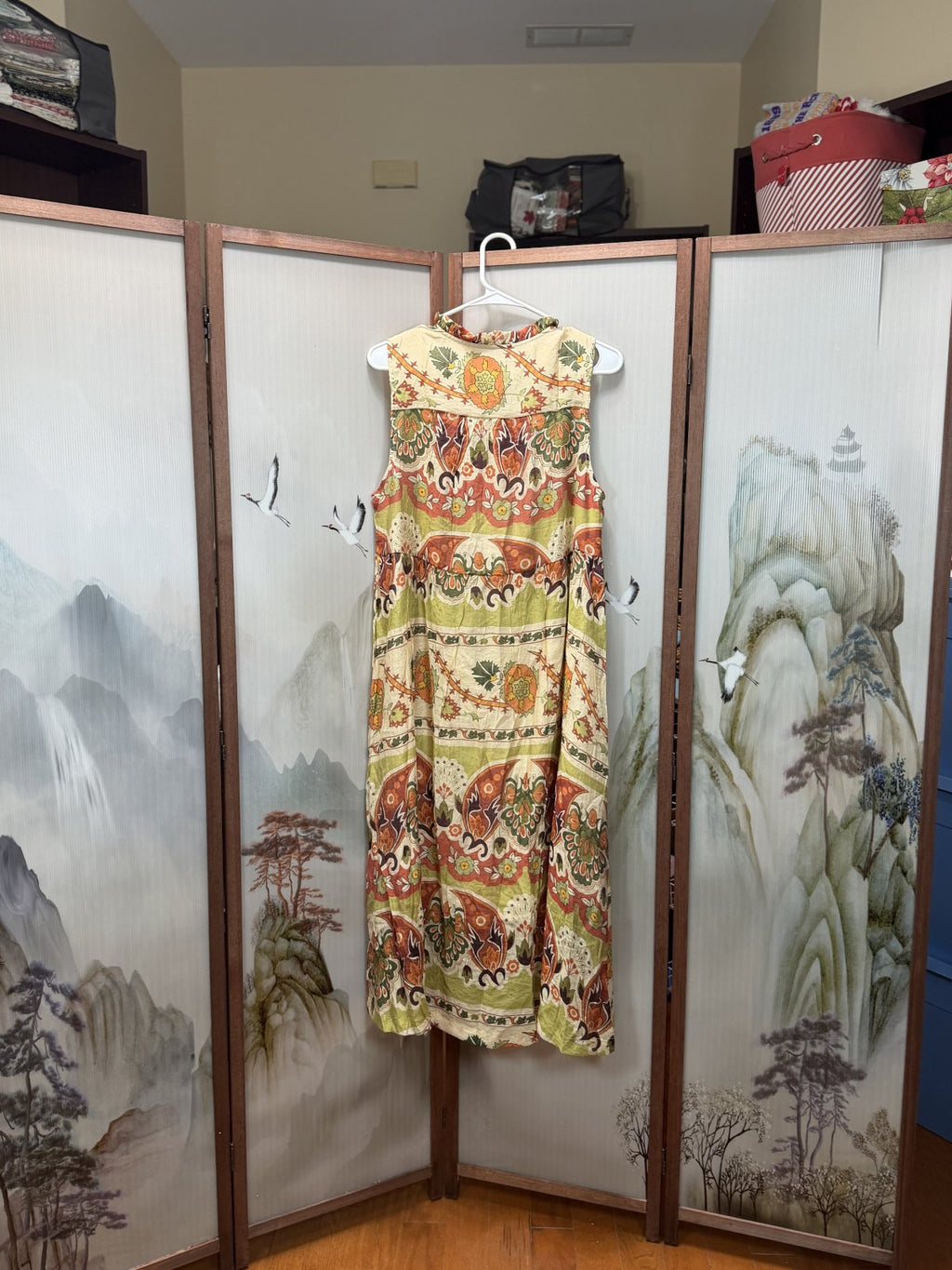 Umgee Boho Sleeveless Midi Dress – Olive Multi Floral Print – Size Medium – NWT
