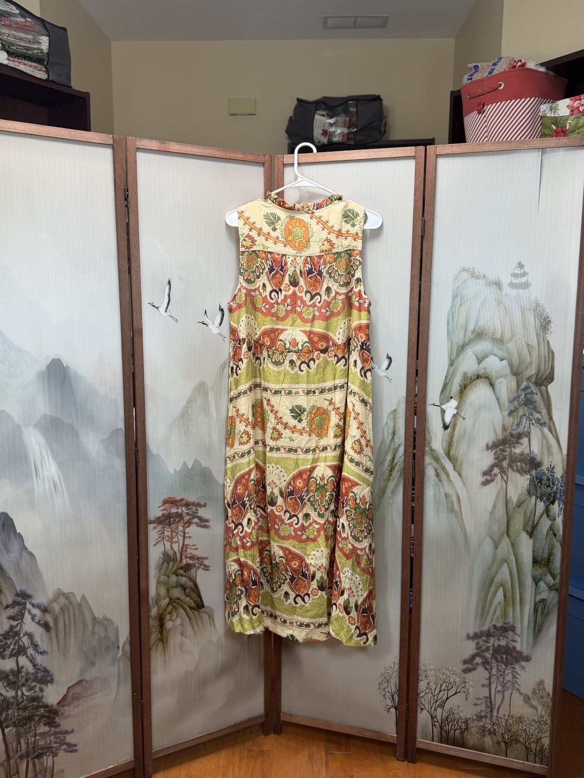 Umgee Boho Sleeveless Midi Dress – Olive Multi Floral Print – Size Medium – NWT