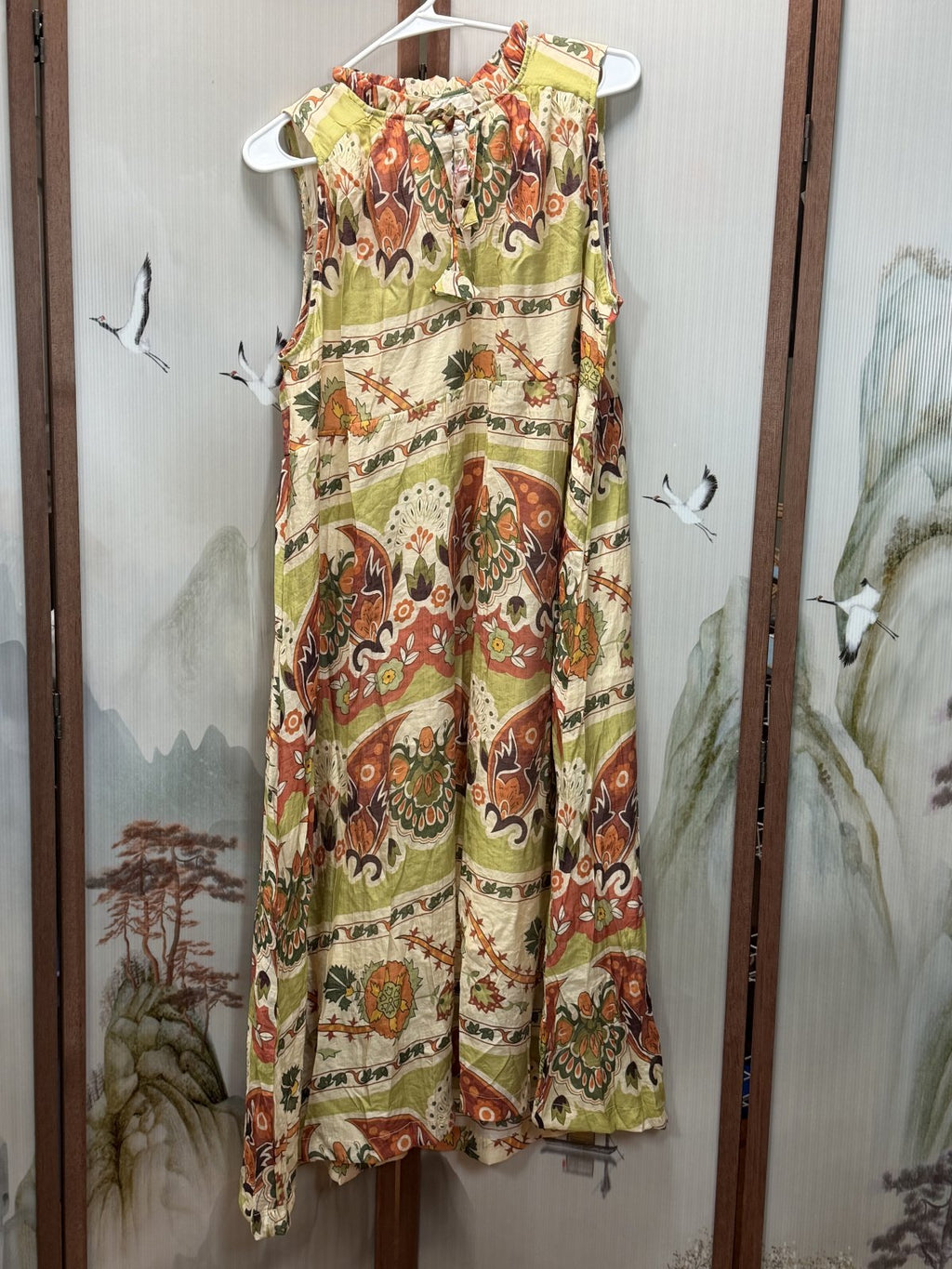 Umgee Boho Sleeveless Midi Dress – Olive Multi Floral Print – Size Medium – NWT