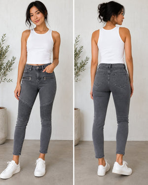 AllSaints Grace Biker Cropped Jeans Women's Size 24 Gray Moto Skinny Stretch Women's Size 24