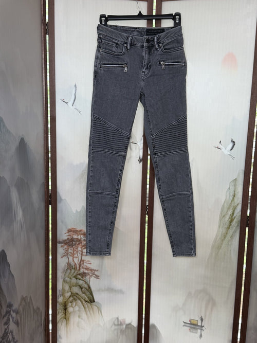 AllSaints Grace Biker Cropped Jeans Women's Size 24 Gray Moto Skinny Stretch Women's Size 24