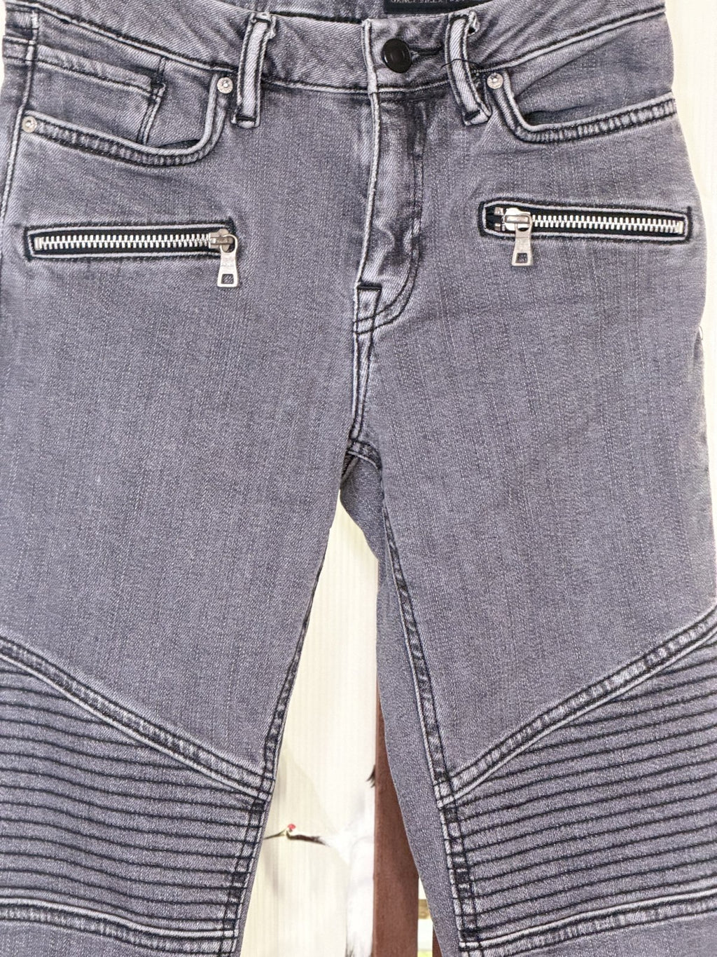AllSaints Grace Biker Cropped Jeans Women's Size 24 Gray Moto Skinny Stretch Women's Size 24