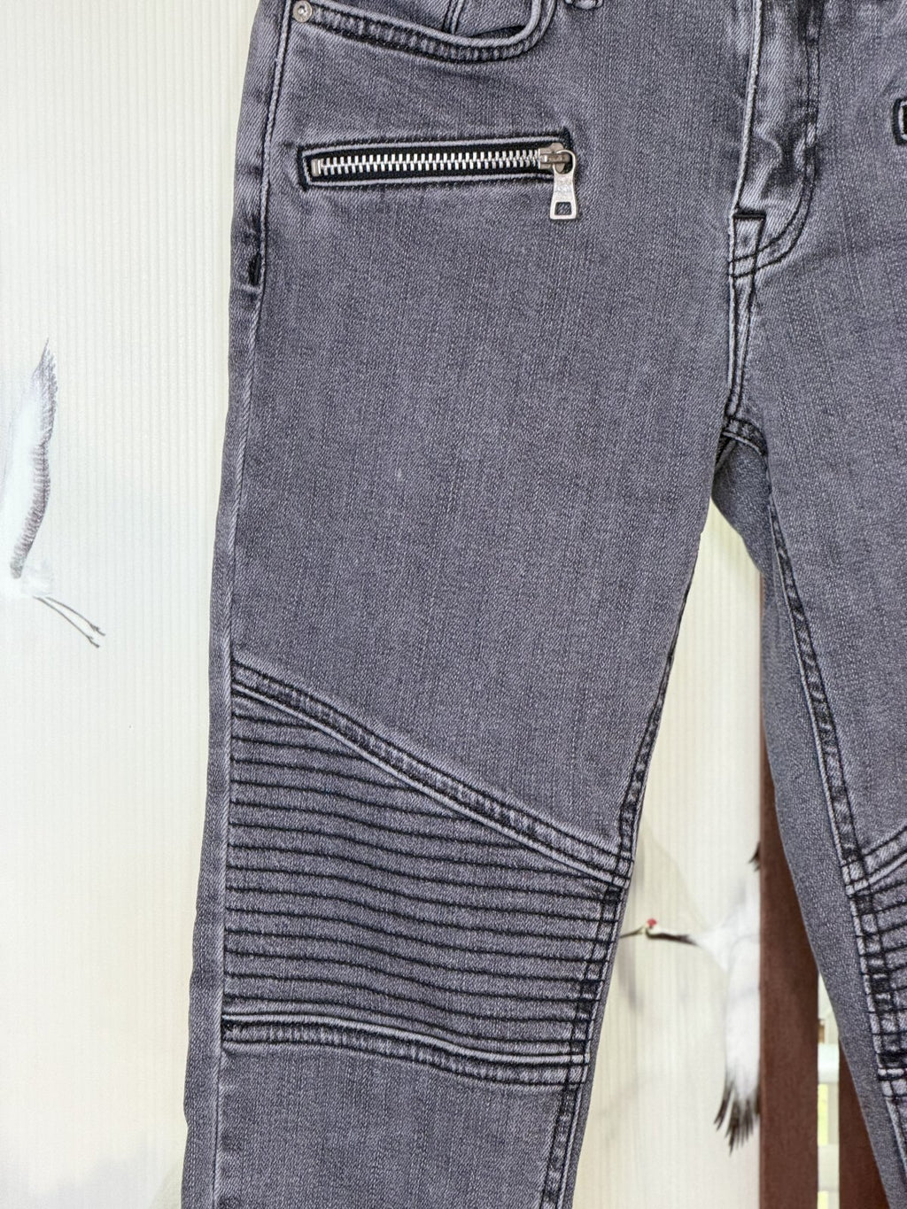 AllSaints Grace Biker Cropped Jeans Women's Size 24 Gray Moto Skinny Stretch Women's Size 24