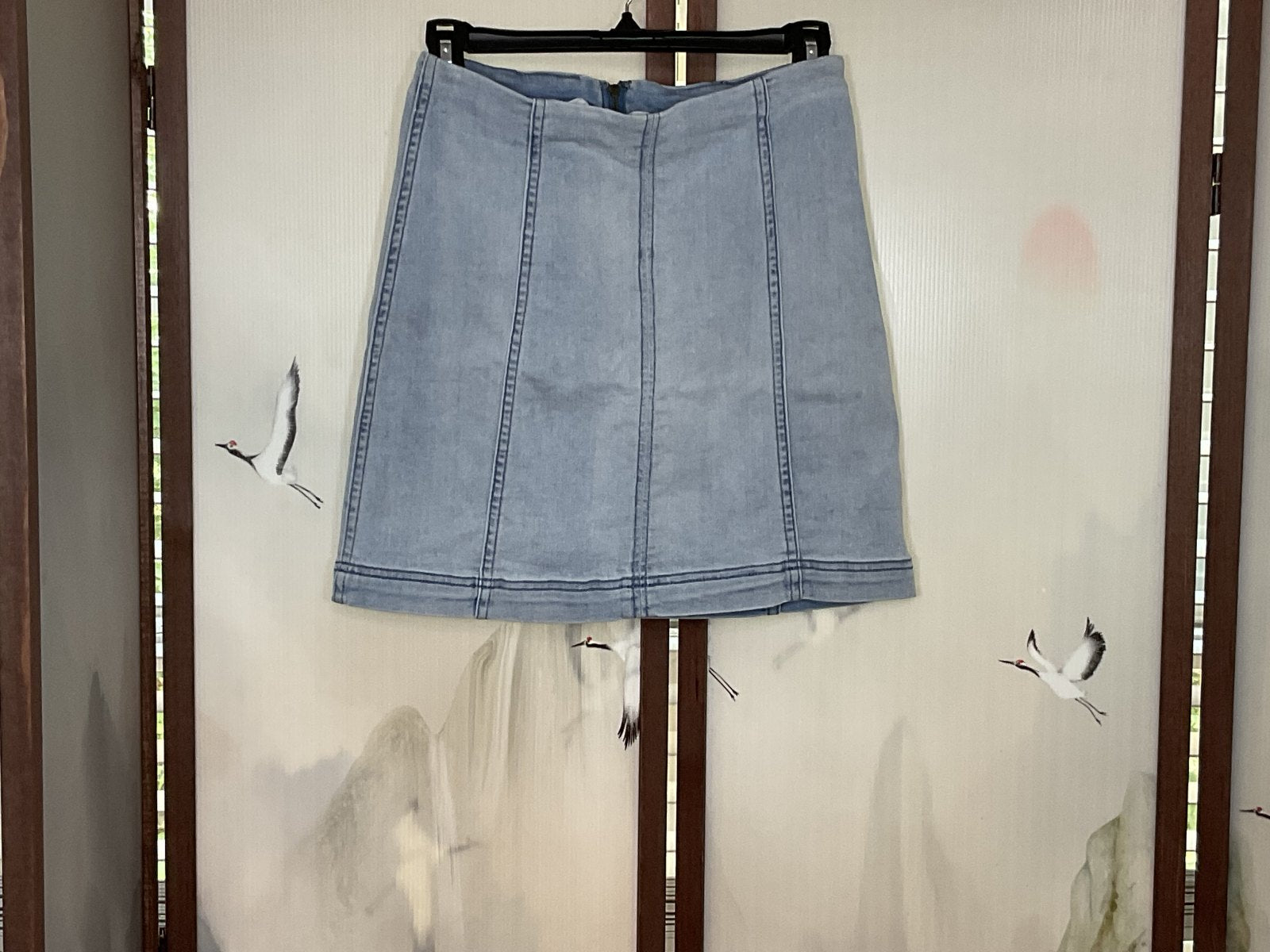 Free People Light Wash Stretch Denim Mini Skirt Size 6