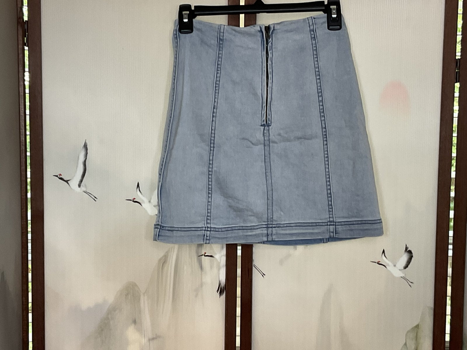 Free People Light Wash Stretch Denim Mini Skirt Size 6