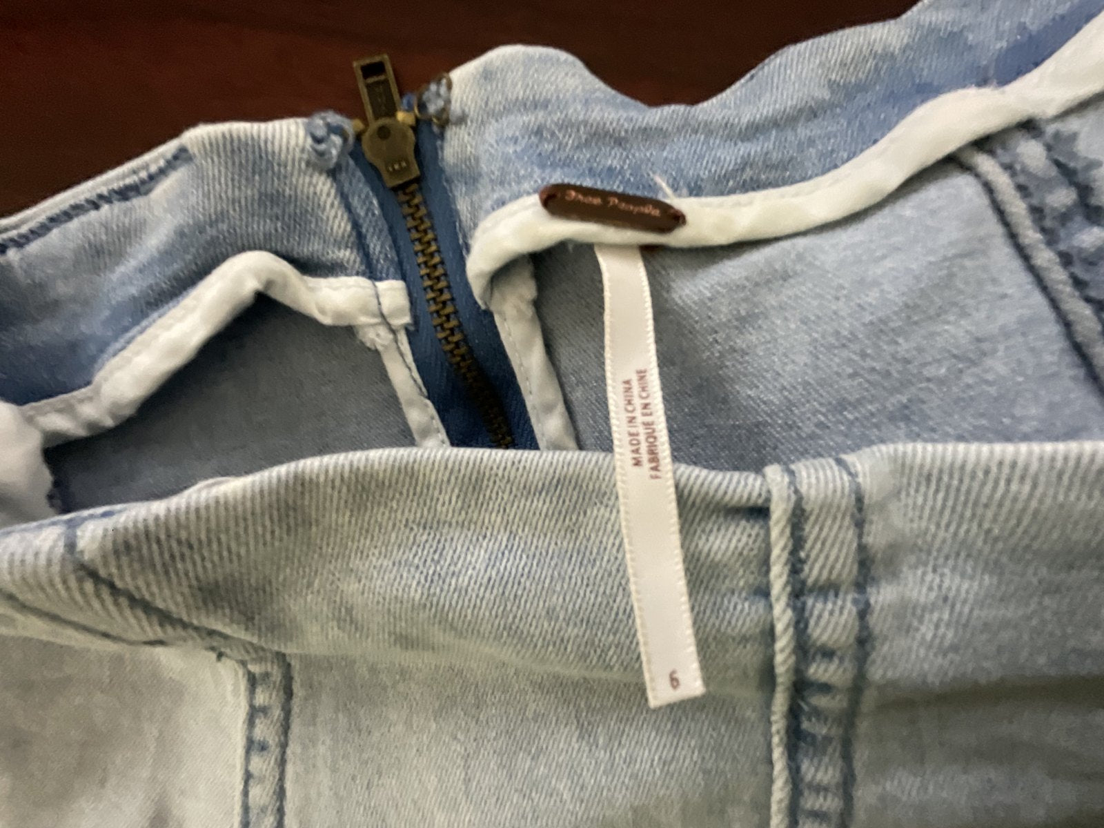 Free People Light Wash Stretch Denim Mini Skirt Size 6