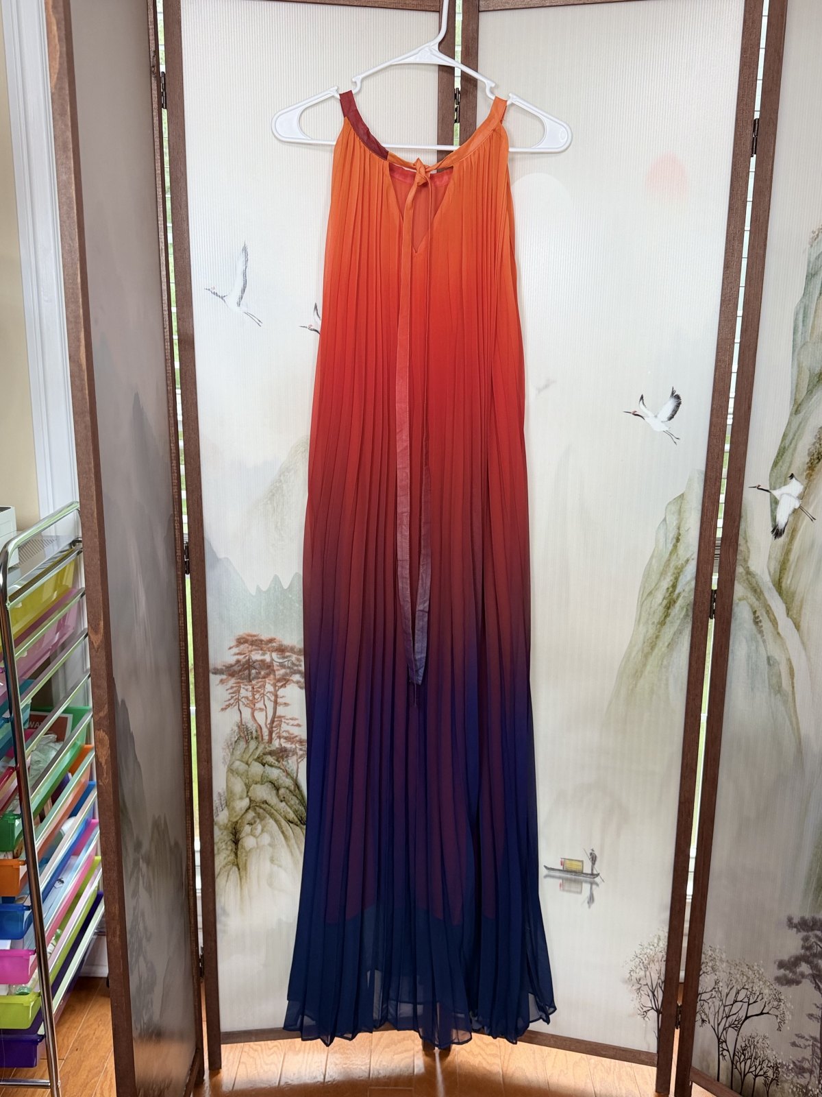 Chicwish Sunset Ombre Pleated Halter Maxi Dress – M/L – NWT