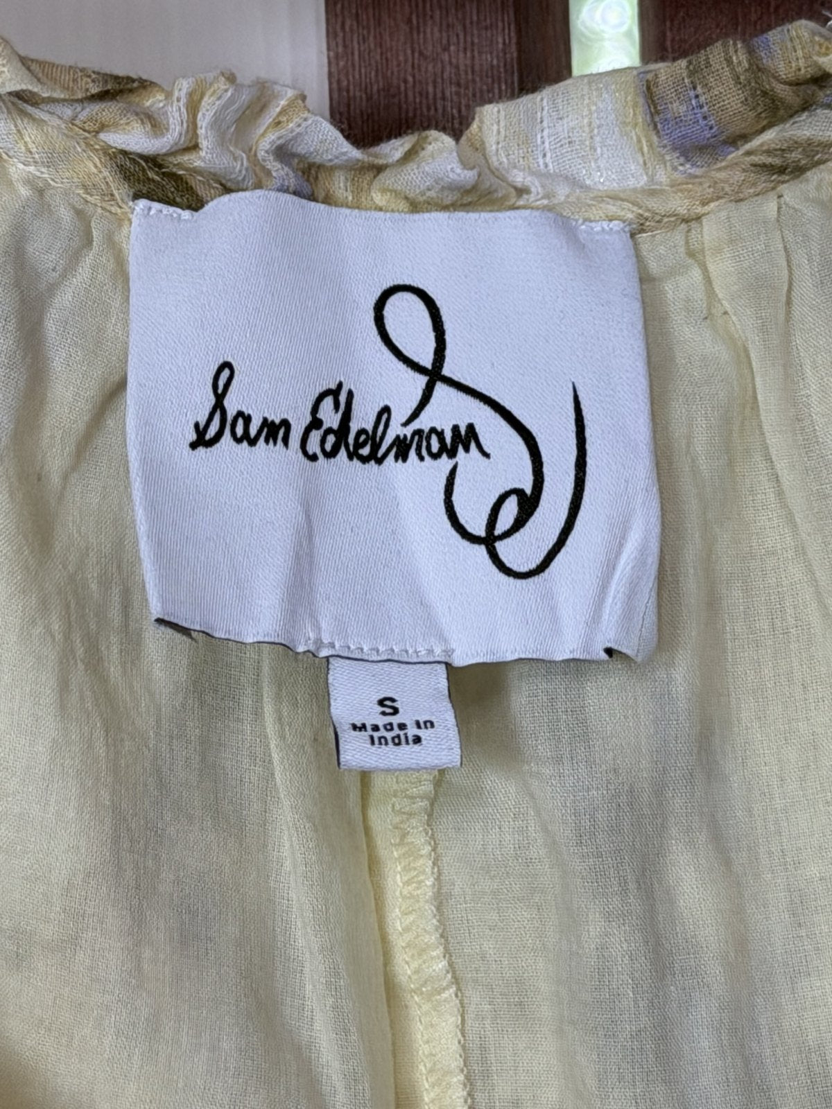 Sam Edelman Cotton Gauze Printed Mini Dress Rope Belt Ruffle Hem Size Small