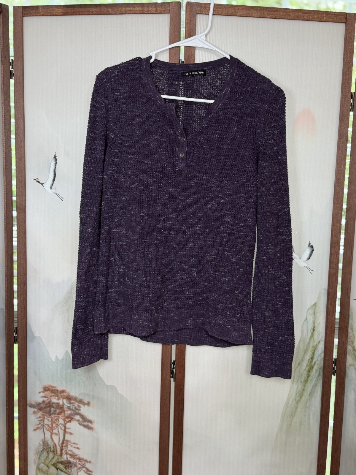 rag & bone/JEANS Purple Slub Thermal Henley Top – Size Medium