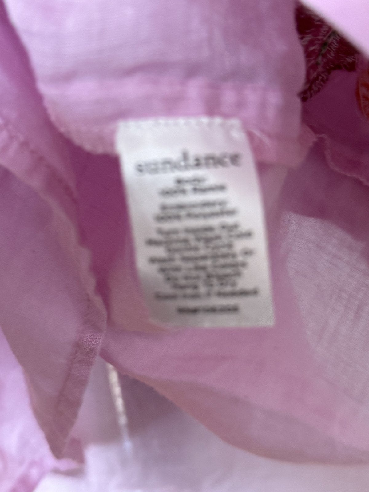 Sundance Pink Embroidered Floral Linen Blend Peasant Blouse Off Shoulder Size Medium