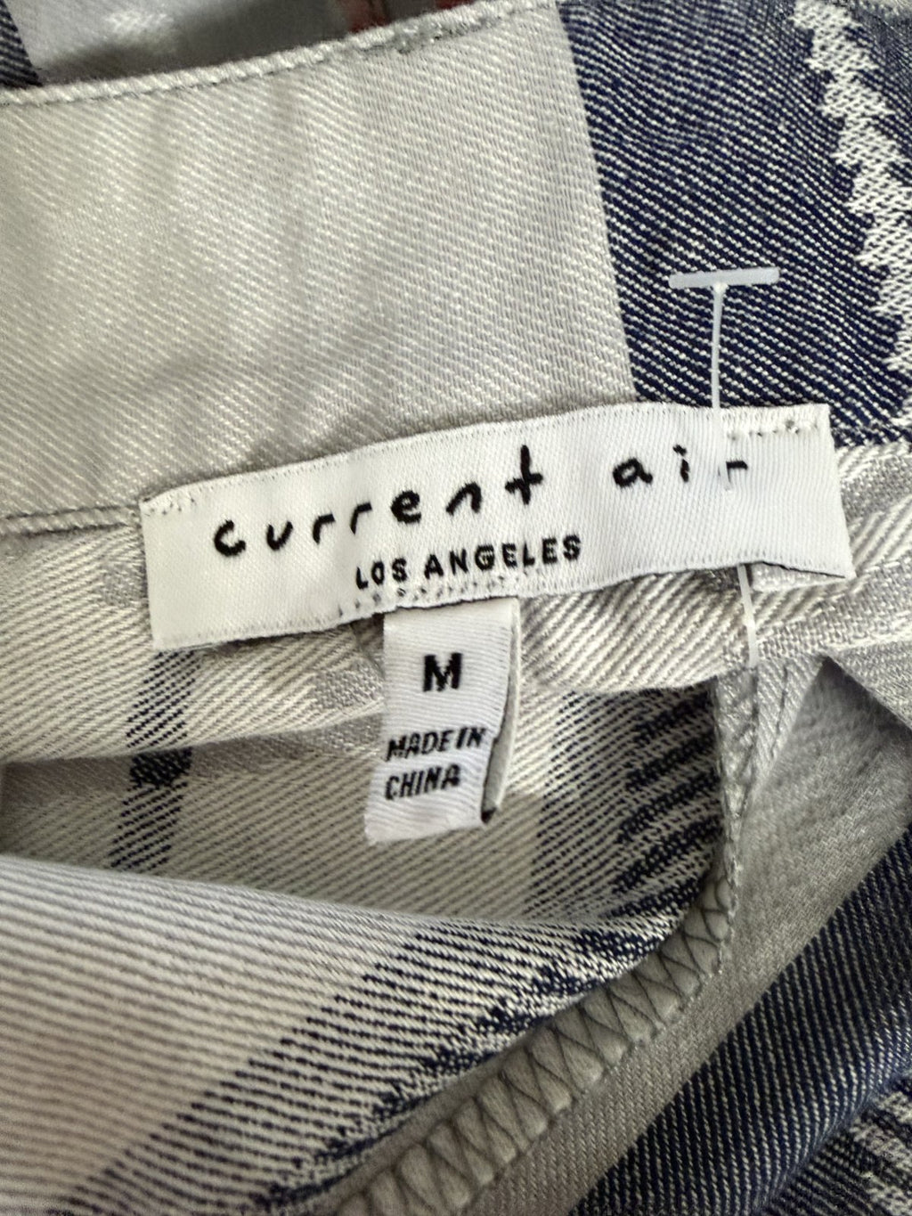 Current Air Striped Wide Leg Pants Gray Blue 100% Cotton High Rise Size Medium
