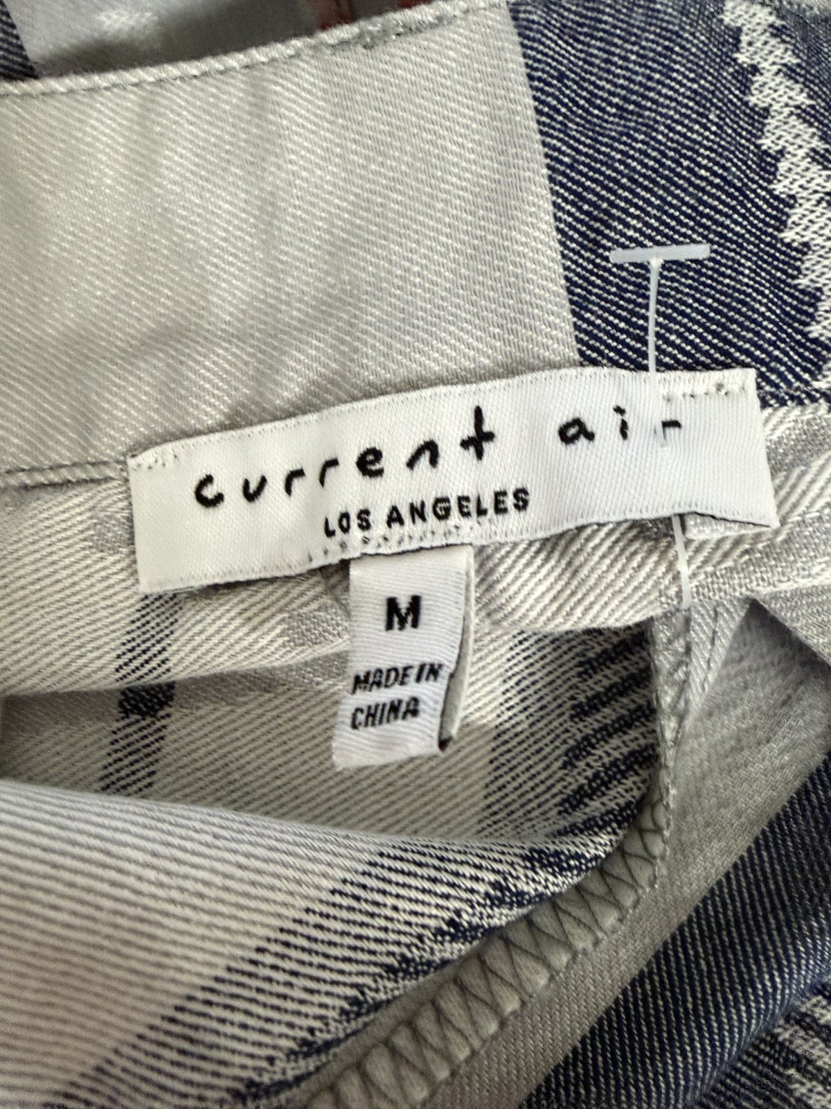Current Air Striped Wide Leg Pants Gray Blue 100% Cotton High Rise Size Medium