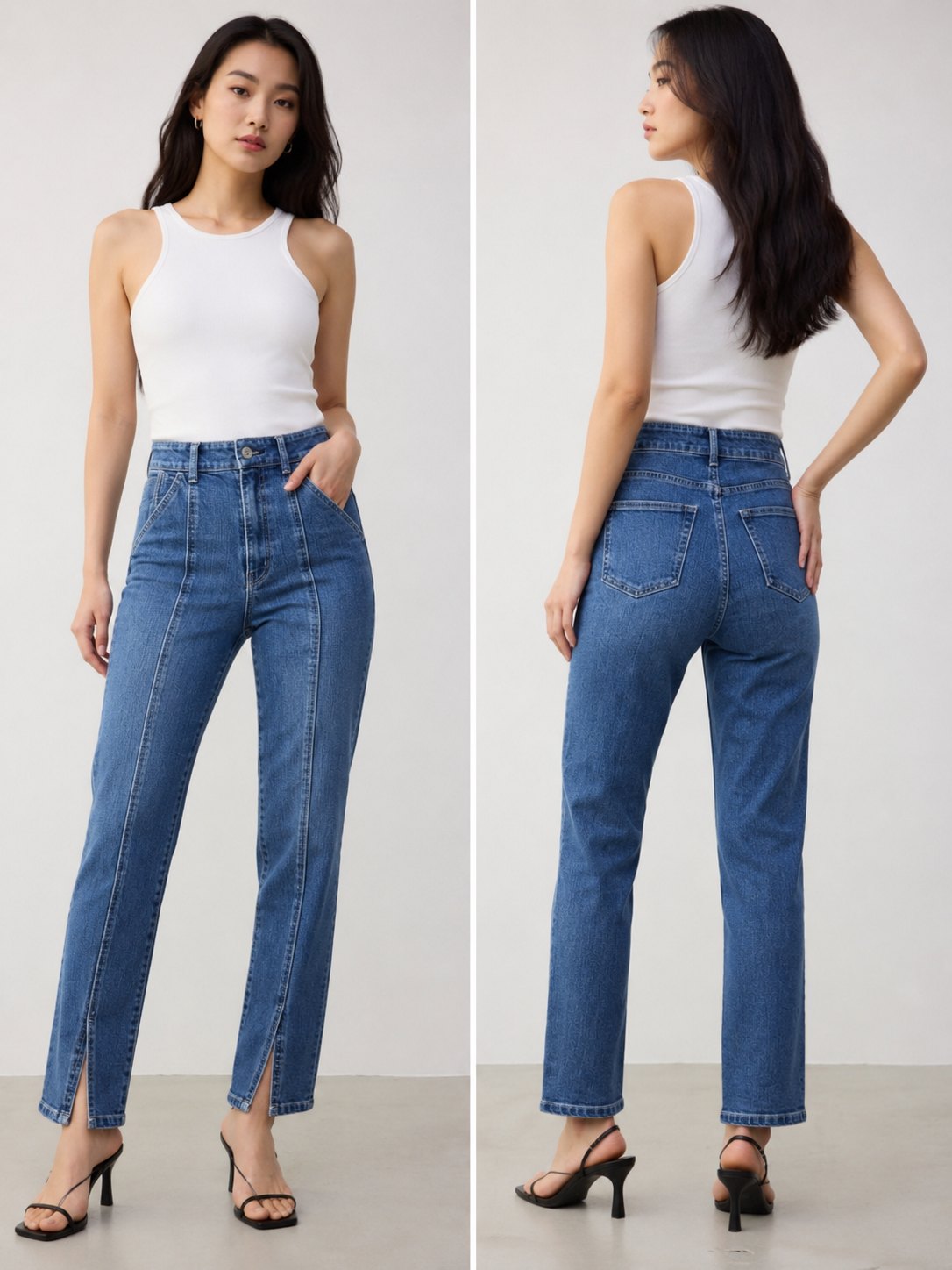 AZUL by Moussy High-Rise Tapered Jeans with Front Seam & Ankle Slits – Size Small