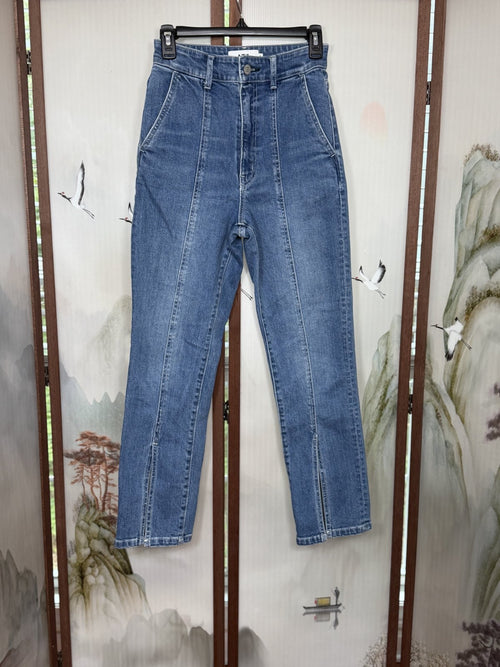 AZUL by Moussy High-Rise Tapered Jeans with Front Seam & Ankle Slits – Size Small