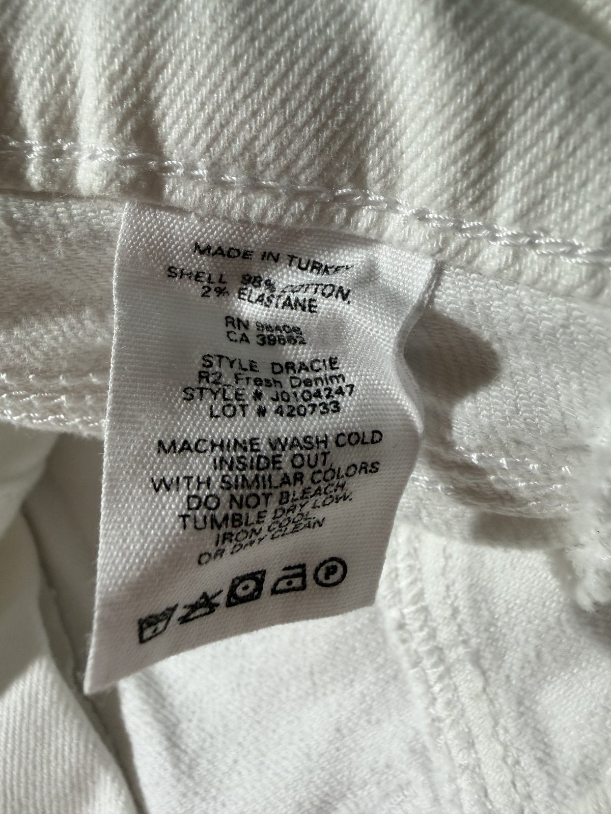 Theory Dracie White Stretch Skinny Jeans Size 28