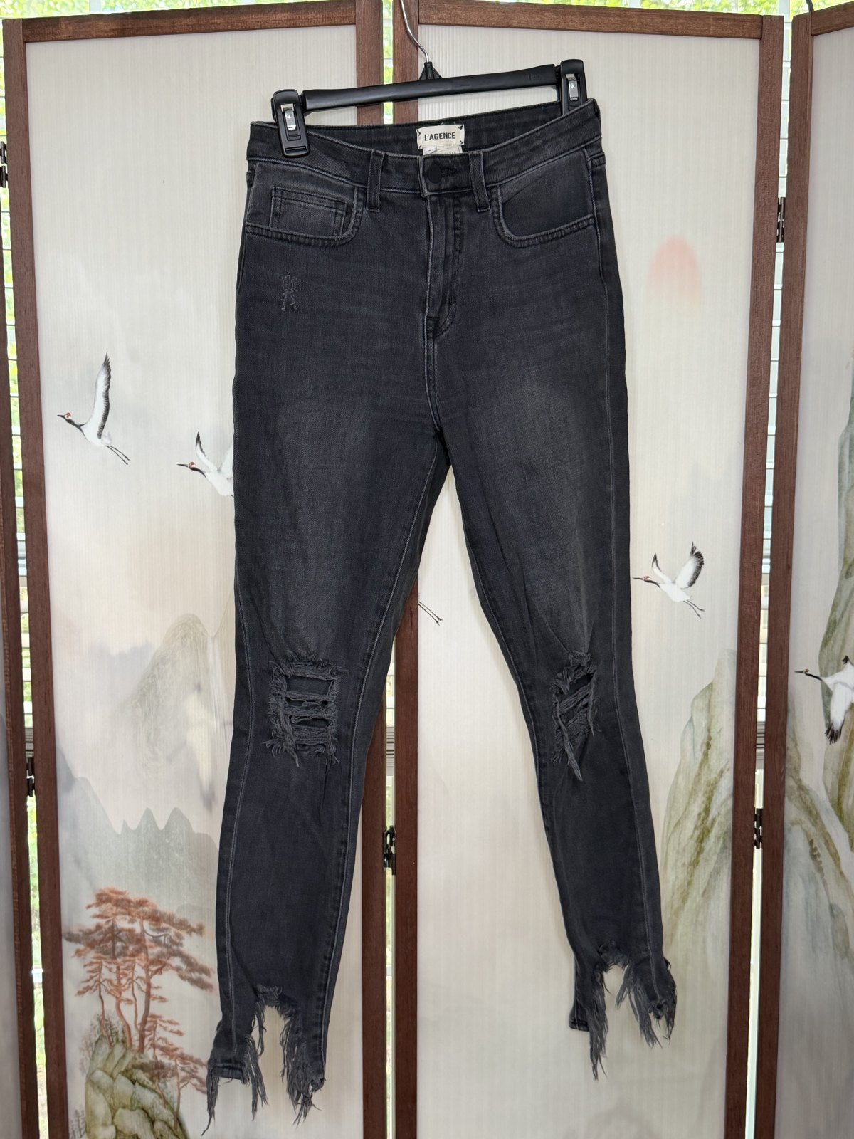 L'AGENCE High Line Skinny Jeans – Nighttime Destroy – Size 26