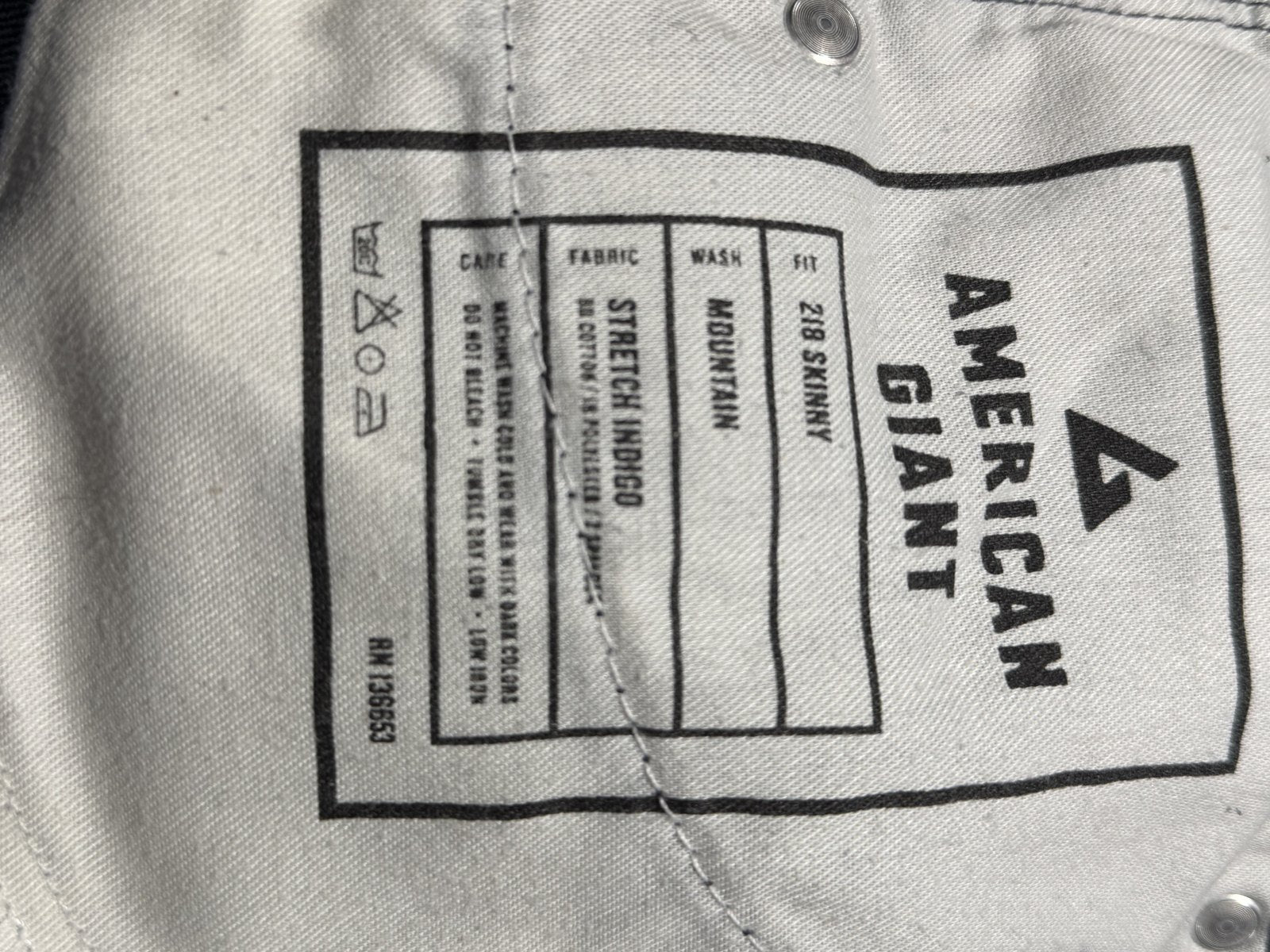 American Giant 218 Skinny Jeans Women's 30 Midtown Dark Wash Stretch Made USA