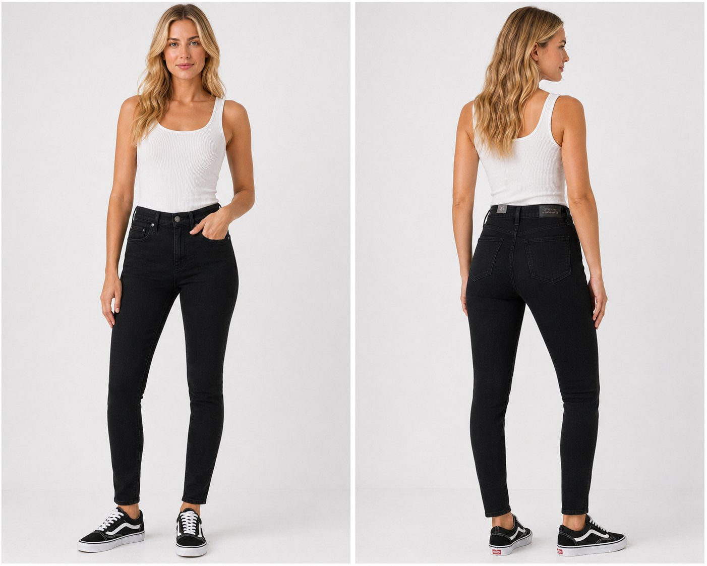 Citizens of Humanity Black Rocket Petite High Rise Skinny Jeans Women's Size 23 USA Premium Stretch Denim