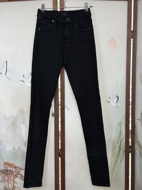 Citizens of Humanity Black Rocket Petite High Rise Skinny Jeans Women's Size 23 USA Premium Stretch Denim
