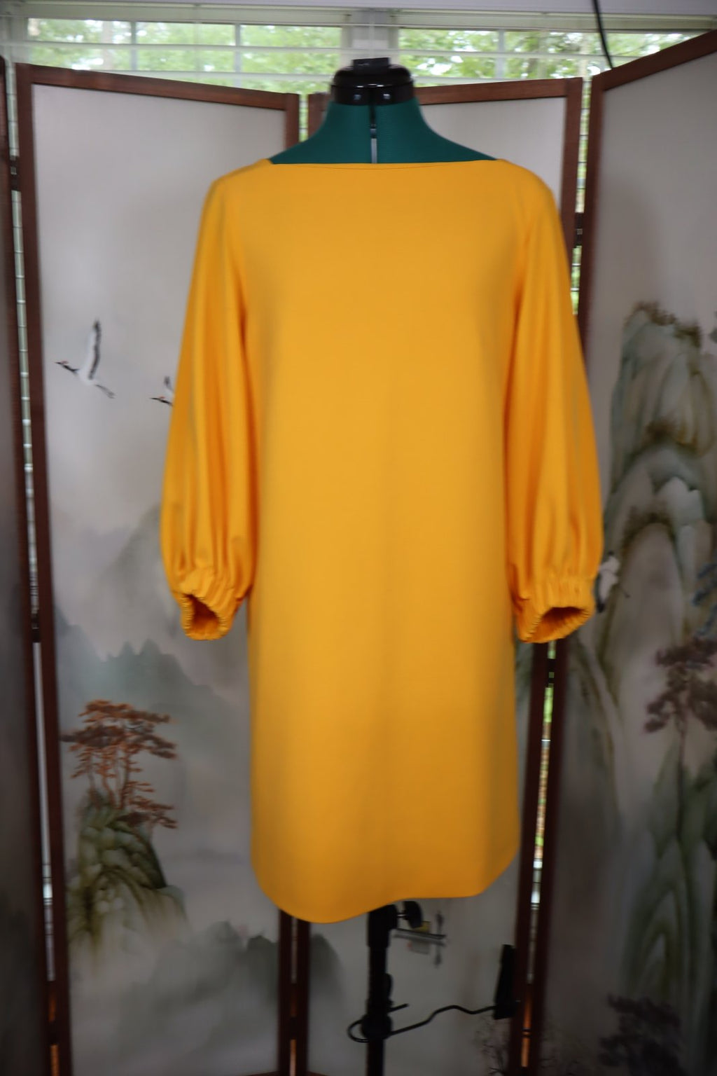 Tibi Mustard Shift Dress | Balloon Sleeve Designer Dress Size 6