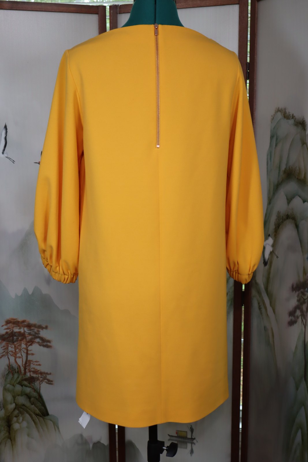 Tibi Mustard Shift Dress | Balloon Sleeve Designer Dress Size 6