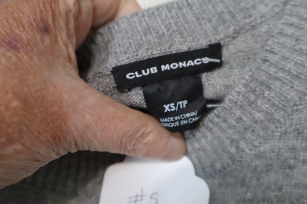 Club Monaco Layered Sweater Dress | Gray Knit Chiffon Hem Women's XS?TP